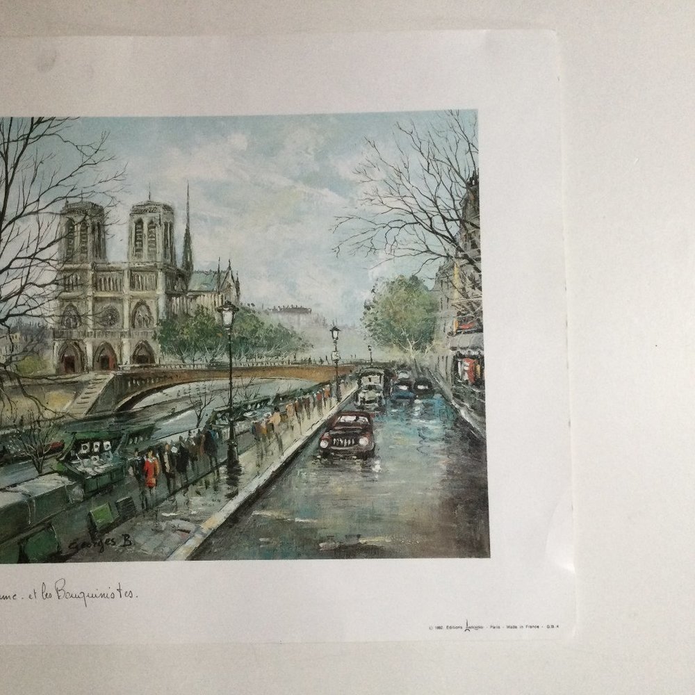 2 Paris scene 1982 edition print Les Notre Dame & les champs Elysees by Artertre